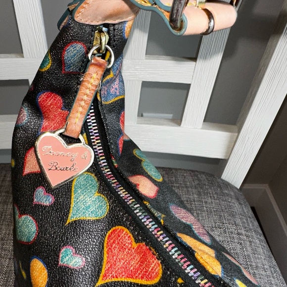 Vintage Dooney & Bourke Y2K Crayon Hearts Satchel Bag rainbow 🌈 zipper - Picture 3 of 15